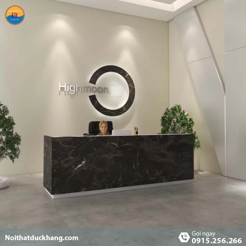 DKFQLT37-W | Quầy lễ tân Rok dáng chữ U màu trắng kèm hộc di động, dành cho 2 người