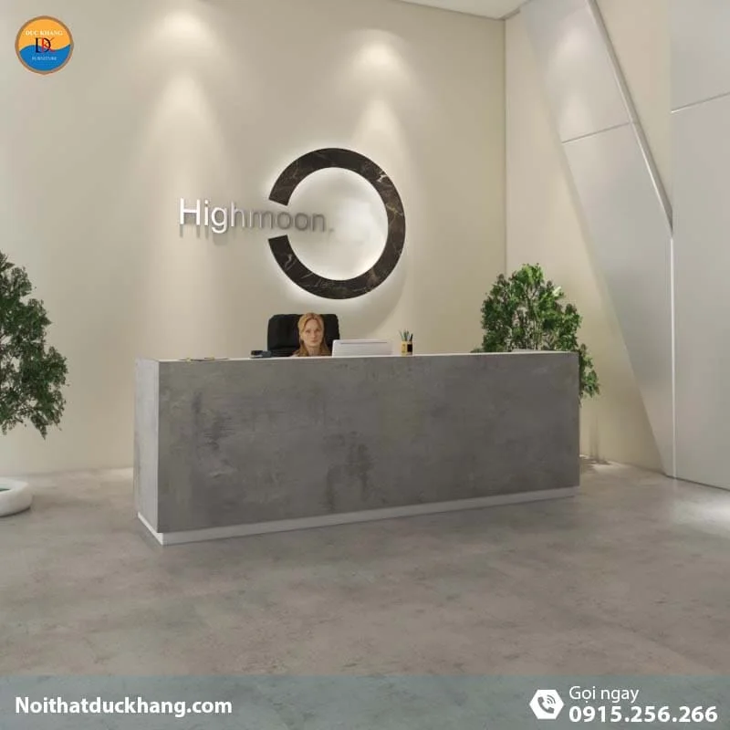 DKFQLT37-W | Quầy lễ tân Rok dáng chữ U màu trắng kèm hộc di động, dành cho 2 người