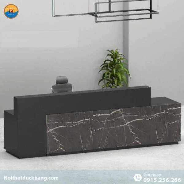 DKFQLT38-B | Quầy lễ tân Leath màu đen, dáng chữ I dành cho 2 người kèm hộc di động DKFQLT38-B | Quầy lễ tân Leath màu đen, dáng chữ I dành cho 2 người kèm hộc di động