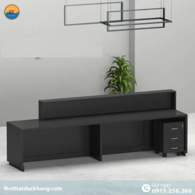 DKFQLT38-B | Quầy lễ tân Leath màu đen, dáng chữ I dành cho 2 người kèm hộc di động DKFQLT38-B | Quầy lễ tân Leath màu đen, dáng chữ I dành cho 2 người kèm hộc di động