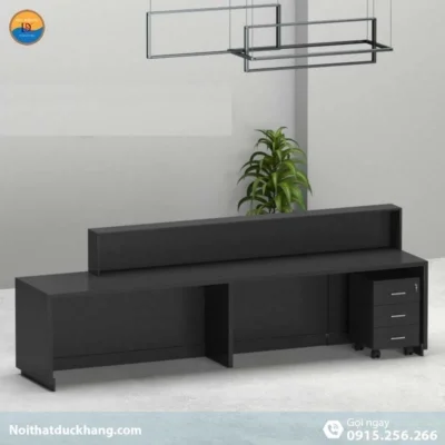 DKFQLT38-B | Quầy lễ tân Leath màu đen, dáng chữ I dành cho 2 người kèm hộc di động DKFQLT38-B | Quầy lễ tân Leath màu đen, dáng chữ I dành cho 2 người kèm hộc di động