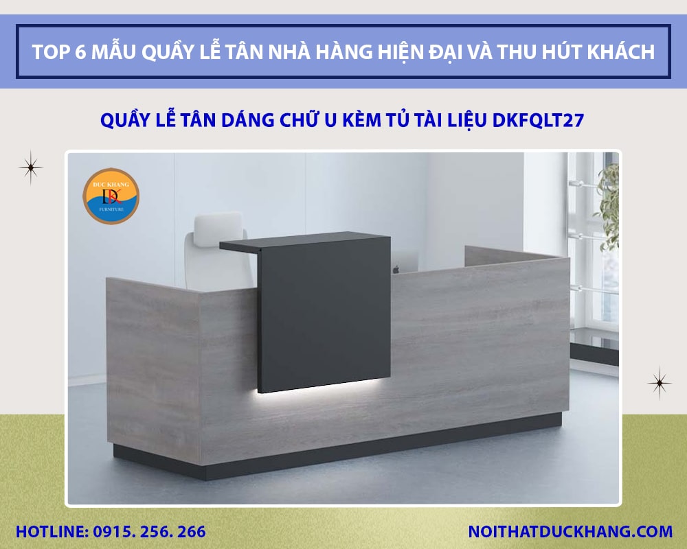 Quầy lễ tân dáng chữ U kèm tủ tài liệu DKFQLT27 Quầy lễ tân dáng chữ U kèm tủ tài liệu DKFQLT27