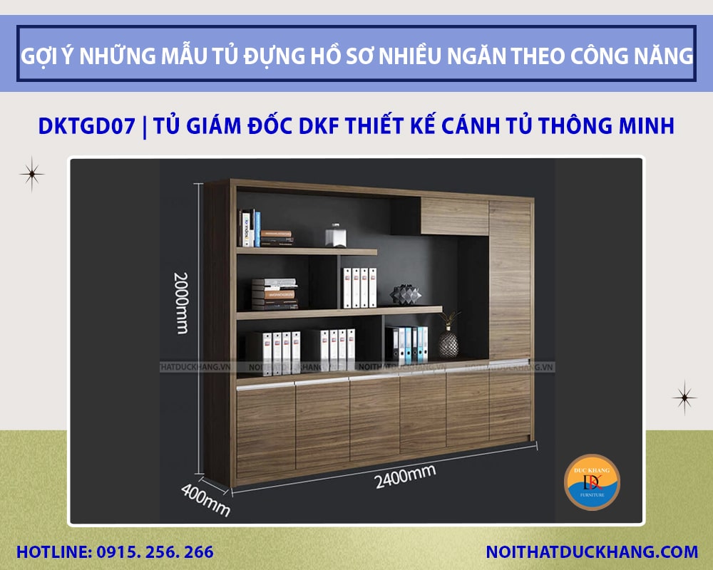 DKTGD07 | Tủ giám đốc DKF thiết kế cánh tủ thông minh, có nhiều ngăn tiện lợi