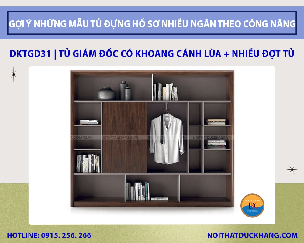 DKTGD31 | Tủ giám đốc DKF có khoang cánh lùa + nhiều đợt tủ rộng rãi