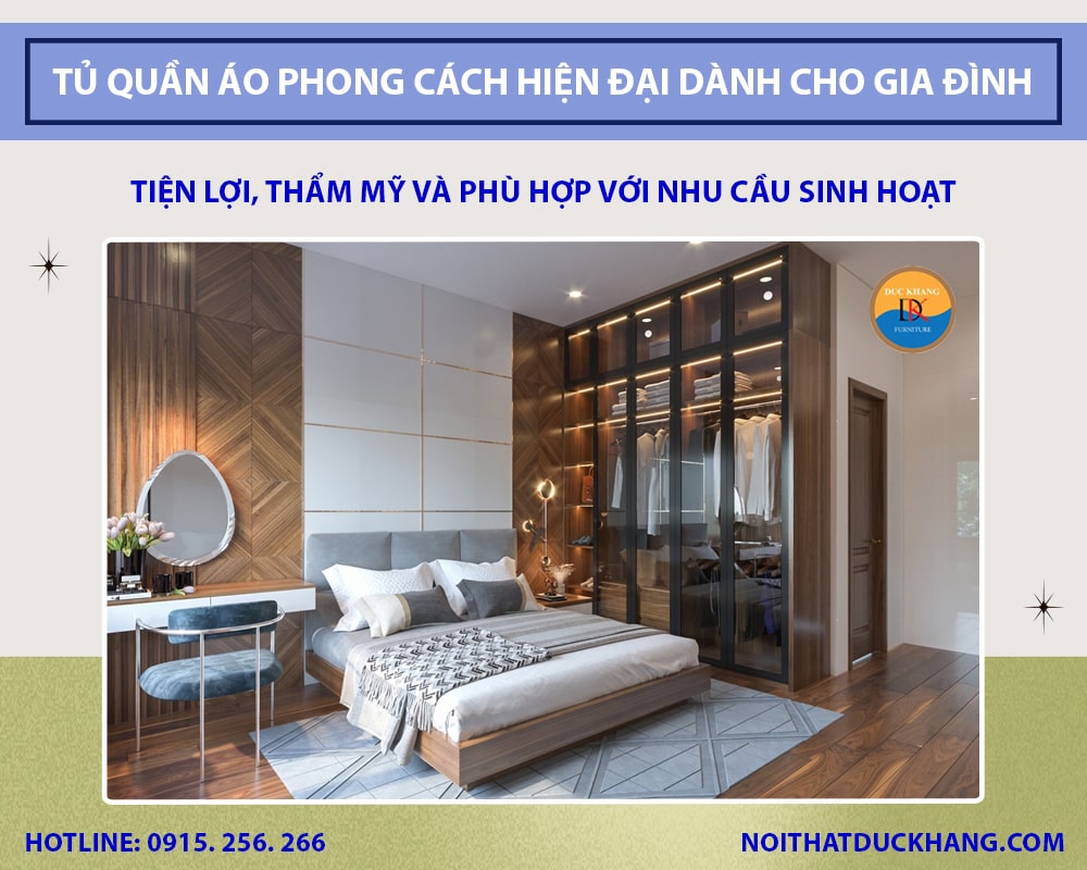Những mẫu tủ quần áo phong cách hiện đại dành cho gia đình