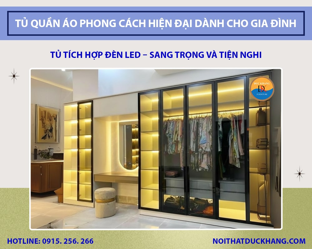 Tủ tích hợp đèn LED - Sang trọng và tiện nghi Tủ tích hợp đèn LED - Sang trọng và tiện nghi