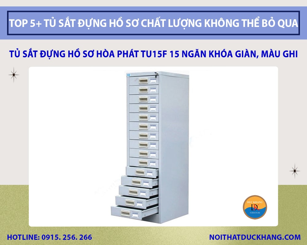 Tủ sắt đựng hồ sơ Hòa Phát TU15F 15 ngăn khóa giàn, màu ghi Tủ sắt đựng hồ sơ Hòa Phát TU15F 15 ngăn khóa giàn, màu ghi