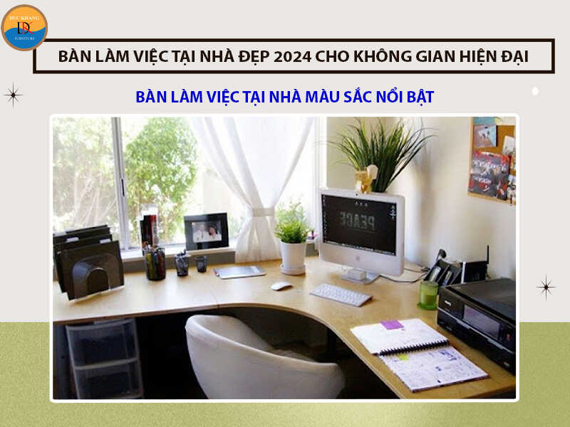 Bàn làm việc tại nhà màu sắc nổi bật