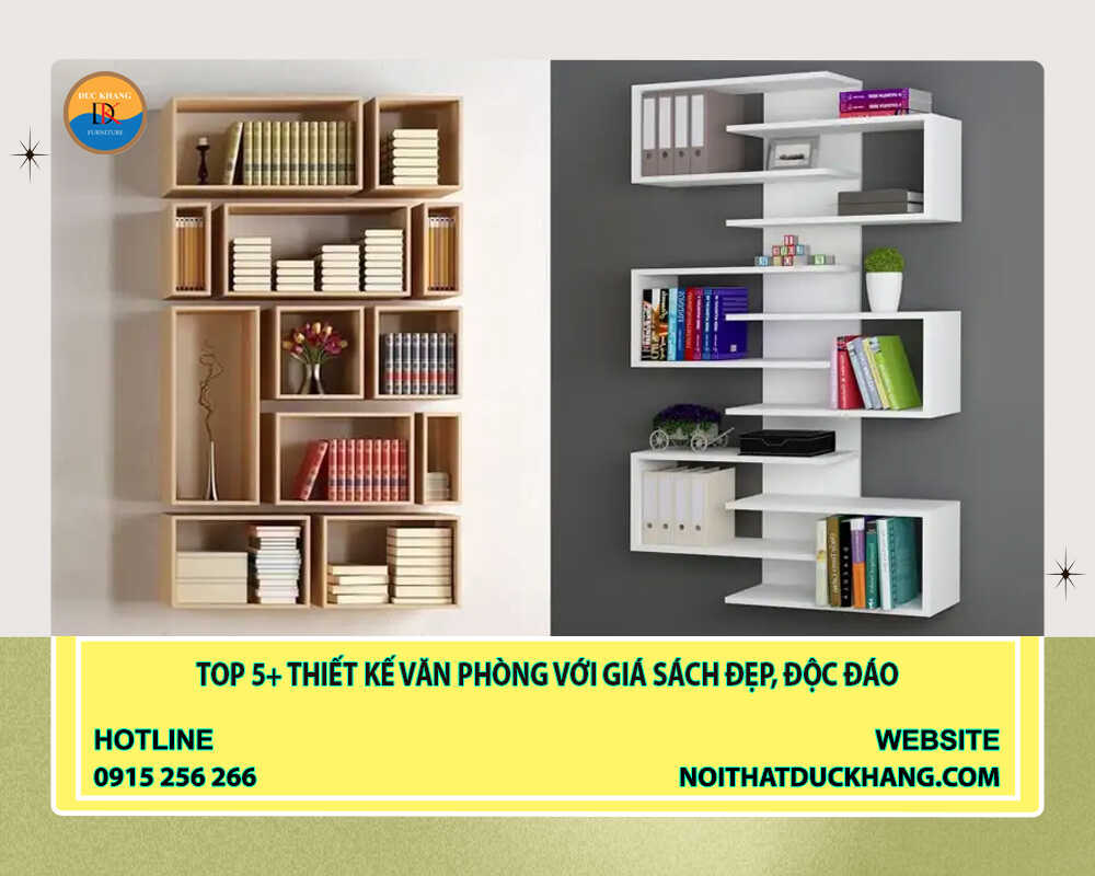 TOP 5+ thiết kế văn phòng với giá sách đẹp, độc đáo