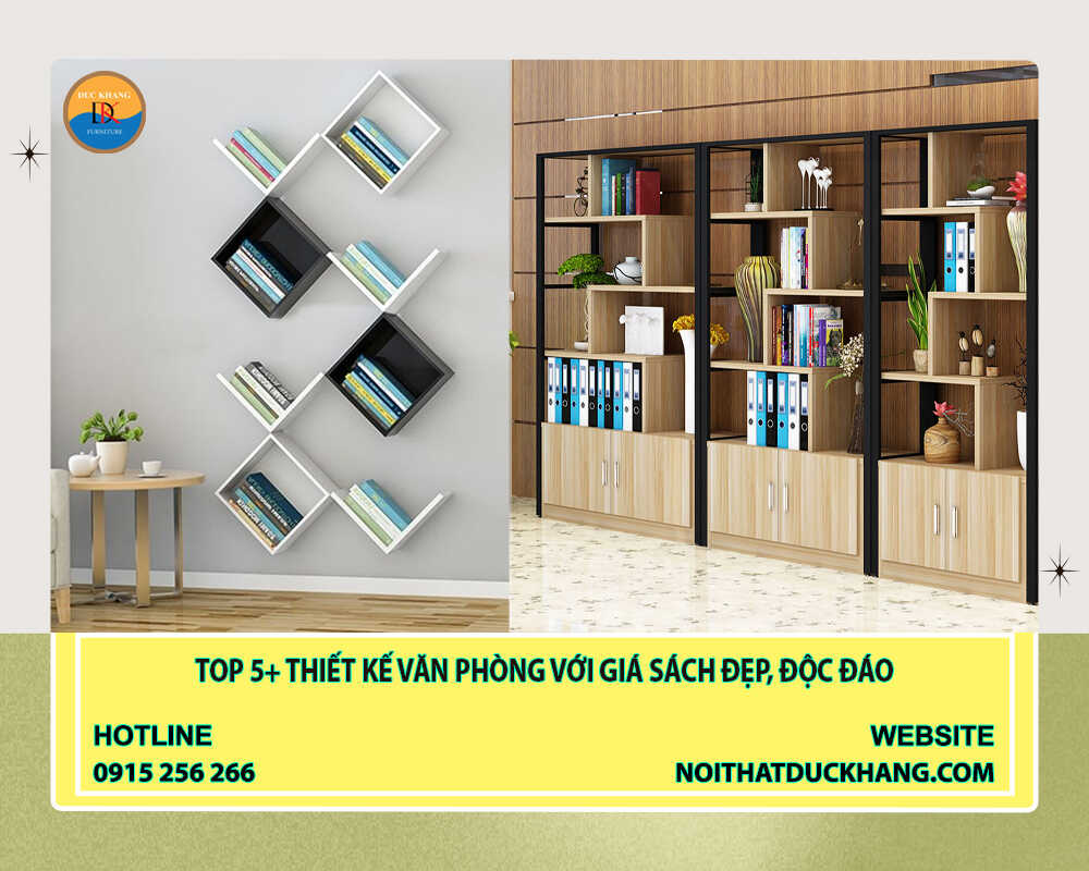 TOP 5+ thiết kế văn phòng với giá sách đẹp, độc đáo