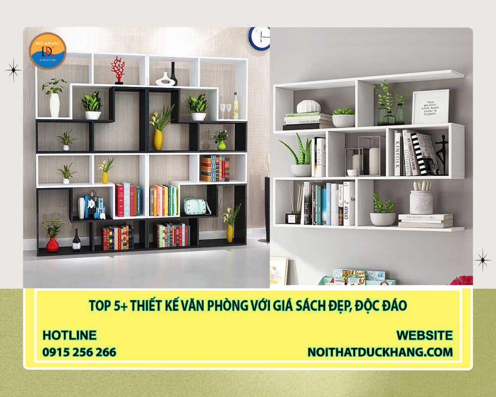 TOP 5+ thiết kế văn phòng với giá sách đẹp, độc đáo