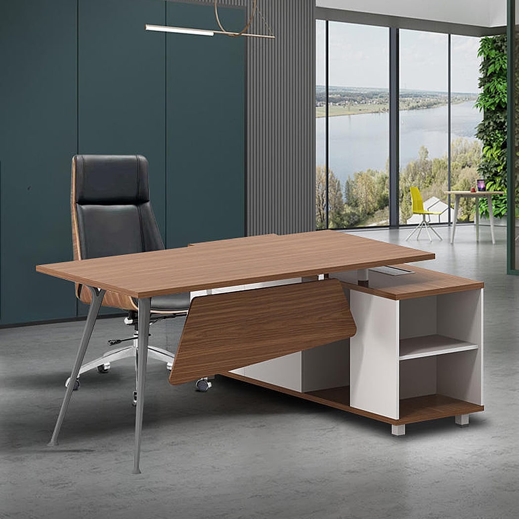 Bàn giám đốc 1m8 chân sắt kèm tủ phụ đa năng, hiện đại DKBGDCS04