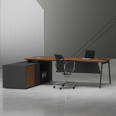 Bàn giám đốc 1m8 chữ L chân sắt sơn tĩnh điện bền bỉ, chắc chắn DKFBGD63-B