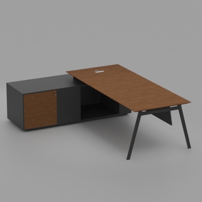 Bàn giám đốc 1m8 chữ L chân sắt sơn tĩnh điện bền bỉ, chắc chắn DKFBGD63-B