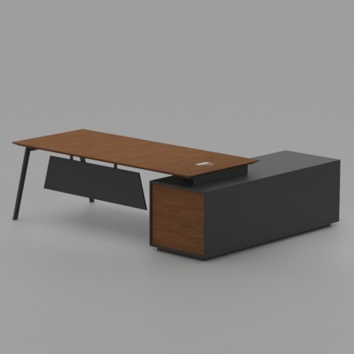 Bàn giám đốc 1m8 chữ L chân sắt sơn tĩnh điện bền bỉ, chắc chắn DKFBGD63-B