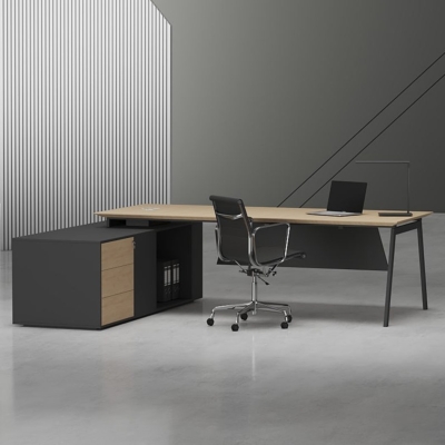 Bàn giám đốc 1m8 chữ L chân sắt sơn tĩnh điện bền bỉ, chắc chắn DKFBGD63-B