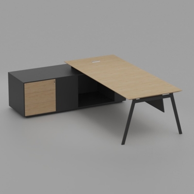 Bàn giám đốc 1m8 chữ L chân sắt sơn tĩnh điện bền bỉ, chắc chắn DKFBGD63-B