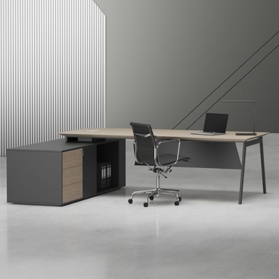 Bàn giám đốc 1m8 chữ L chân sắt sơn tĩnh điện bền bỉ, chắc chắn DKFBGD63-B