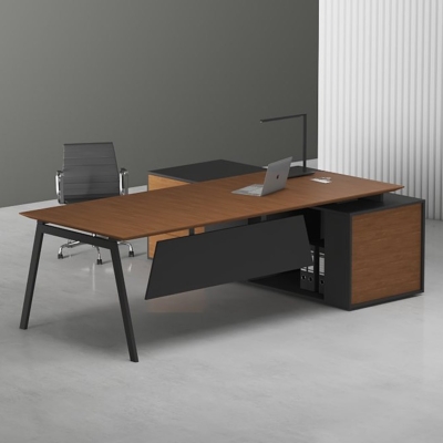 Bàn giám đốc 1m8 chữ L chân sắt sơn tĩnh điện bền bỉ, chắc chắn DKFBGD63-B