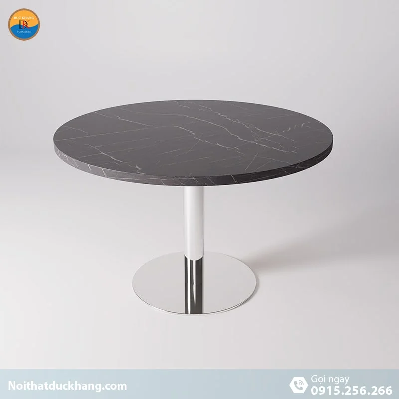 DKFBH120 | Bàn họp Apple hình tròn bằng gỗ, chân trụ Inox