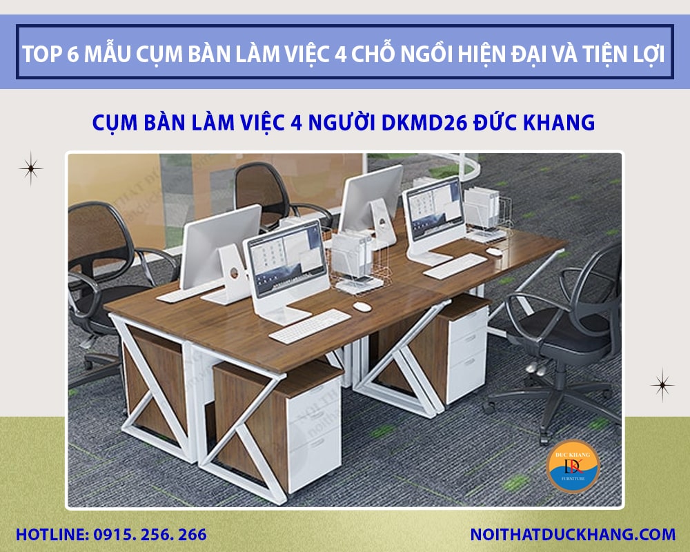 Cụm bàn làm việc 4 người DKMD26 Đức Khang Cụm bàn làm việc 4 người DKMD26 Đức Khang
