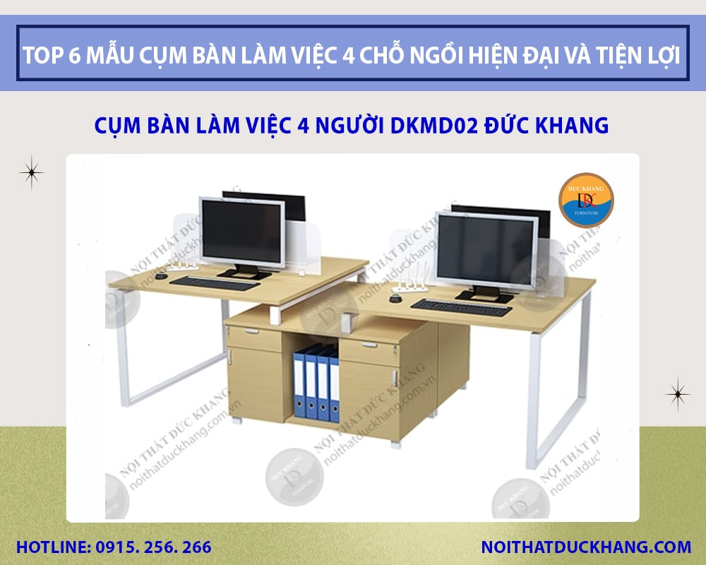 Cụm bàn làm việc 4 người DKMD02 Đức Khang Cụm bàn làm việc 4 người DKMD02 Đức Khang
