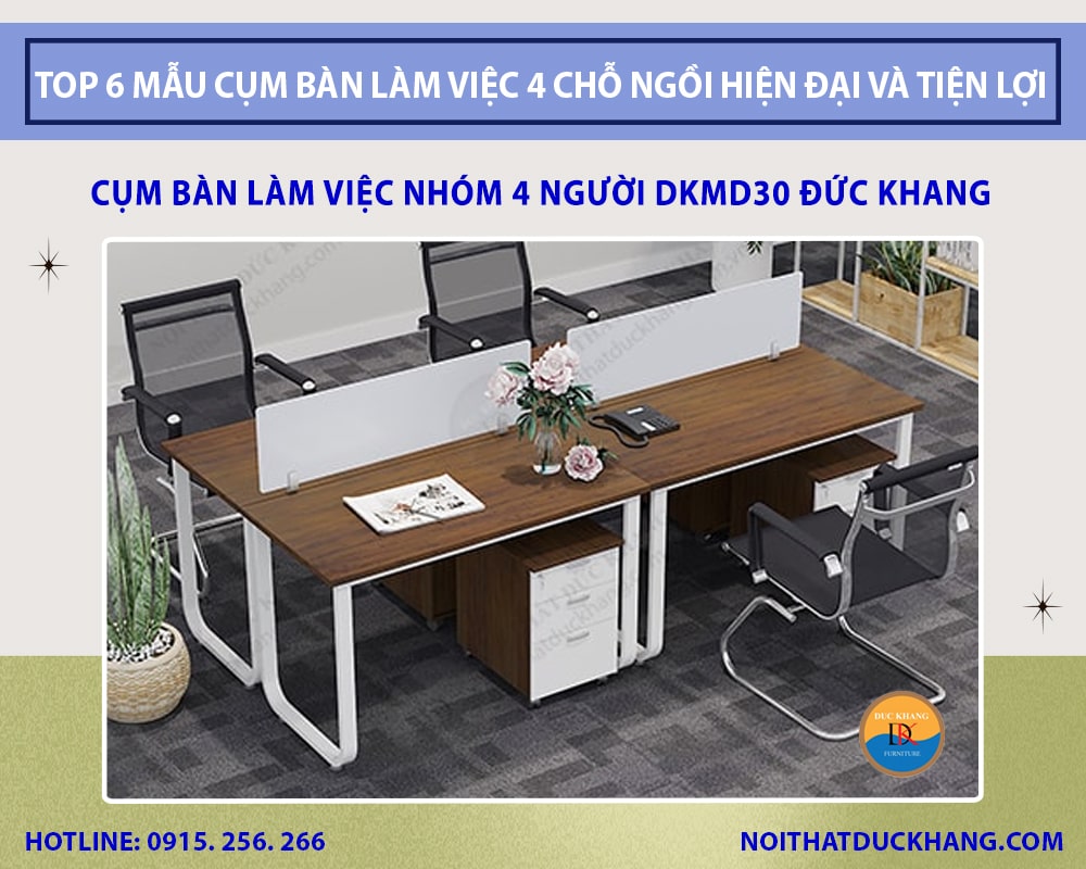 Cụm bàn làm việc nhóm 4 người DKMD30 Đức Khang Cụm bàn làm việc nhóm 4 người DKMD30 Đức Khang