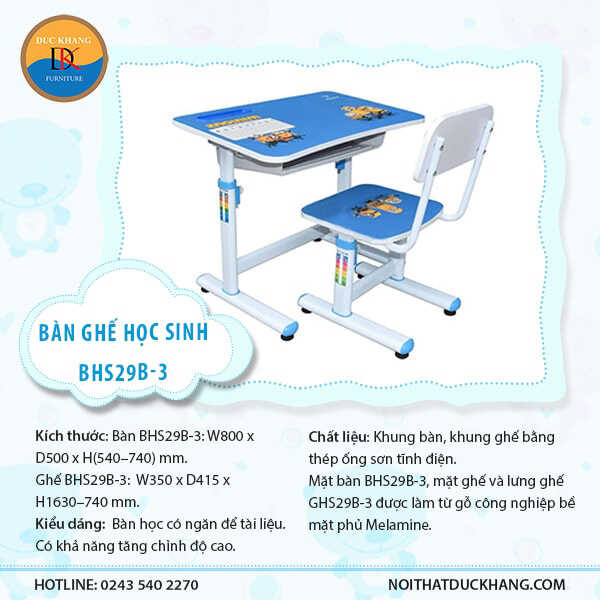 Bộ bàn ghế học sinh Hòa Phát BHS29B-3