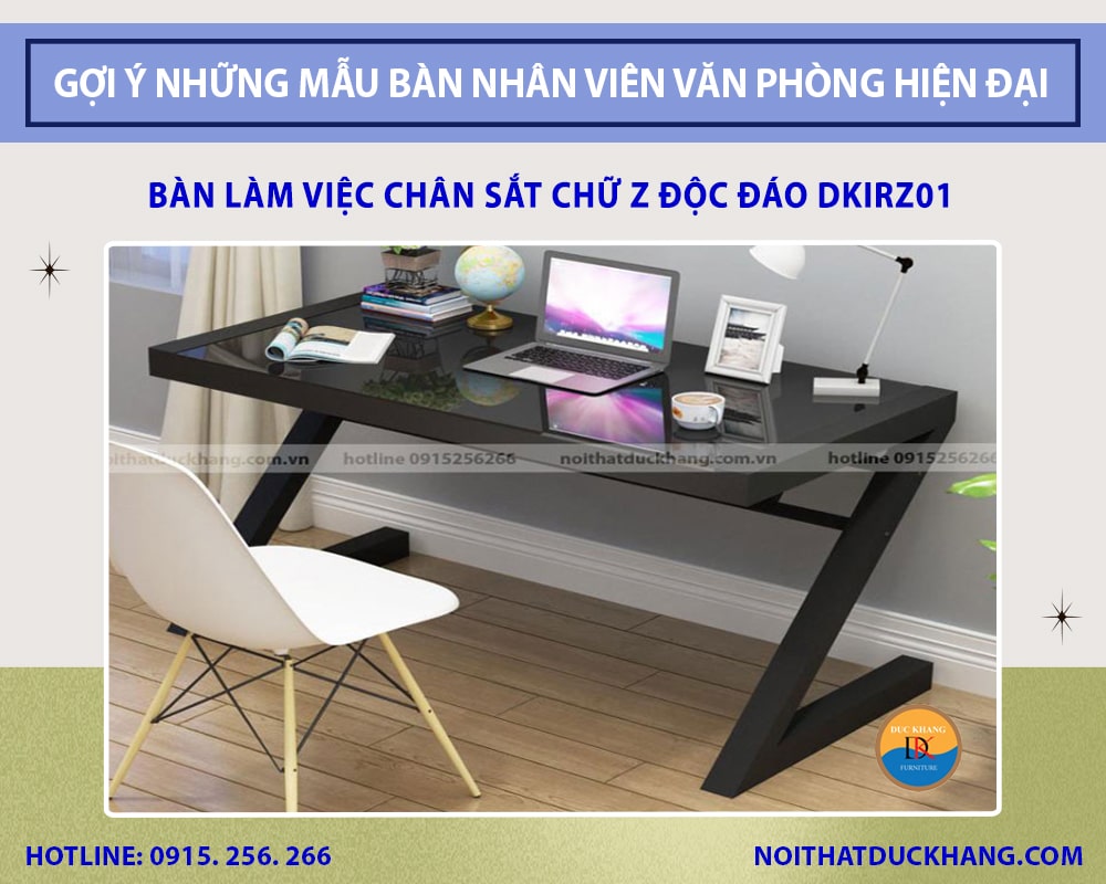 Bàn làm việc chân sắt chữ Z độc đáo DKIRZ01
