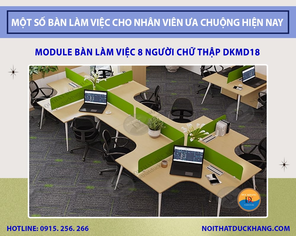 Module bàn làm việc 8 người chữ thập DKMD18 Module bàn làm việc 8 người chữ thập DKMD18