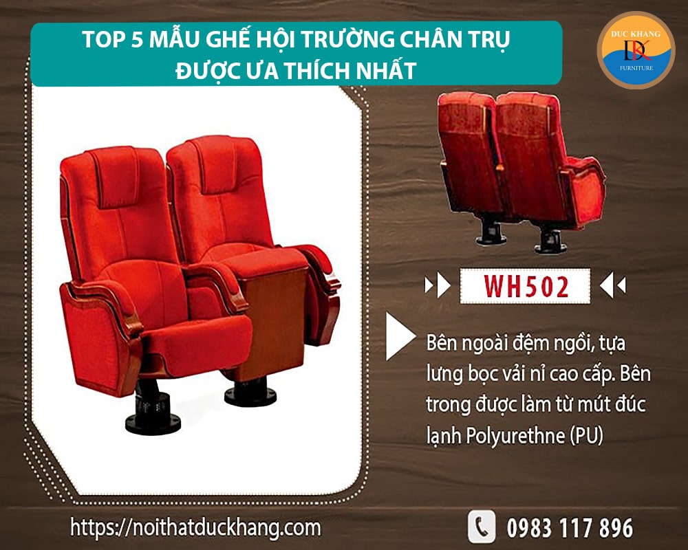 Top 5 mẫu ghế hội trường chân trụ tốt được ưa thích nhất 2024