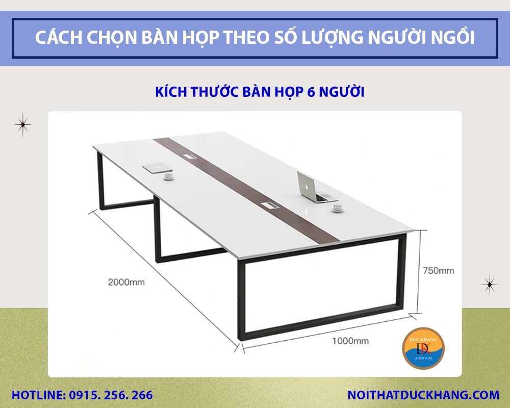 Kích thước bàn phòng họp 6 người