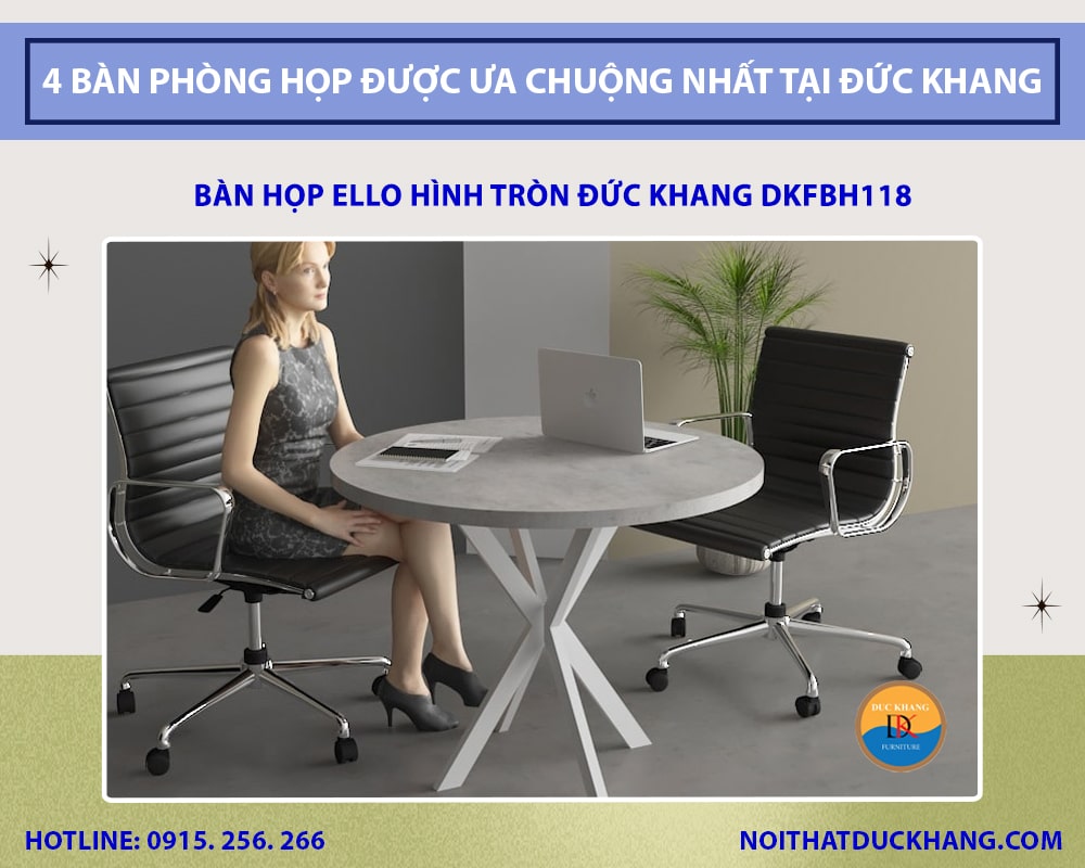 Bàn họp Ello hình tròn Đức Khang DKFBH118
