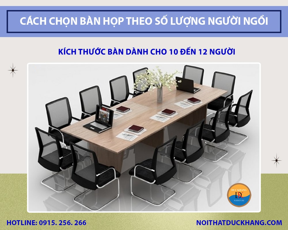 Kích thước bàn dành cho 10 đến 12 người