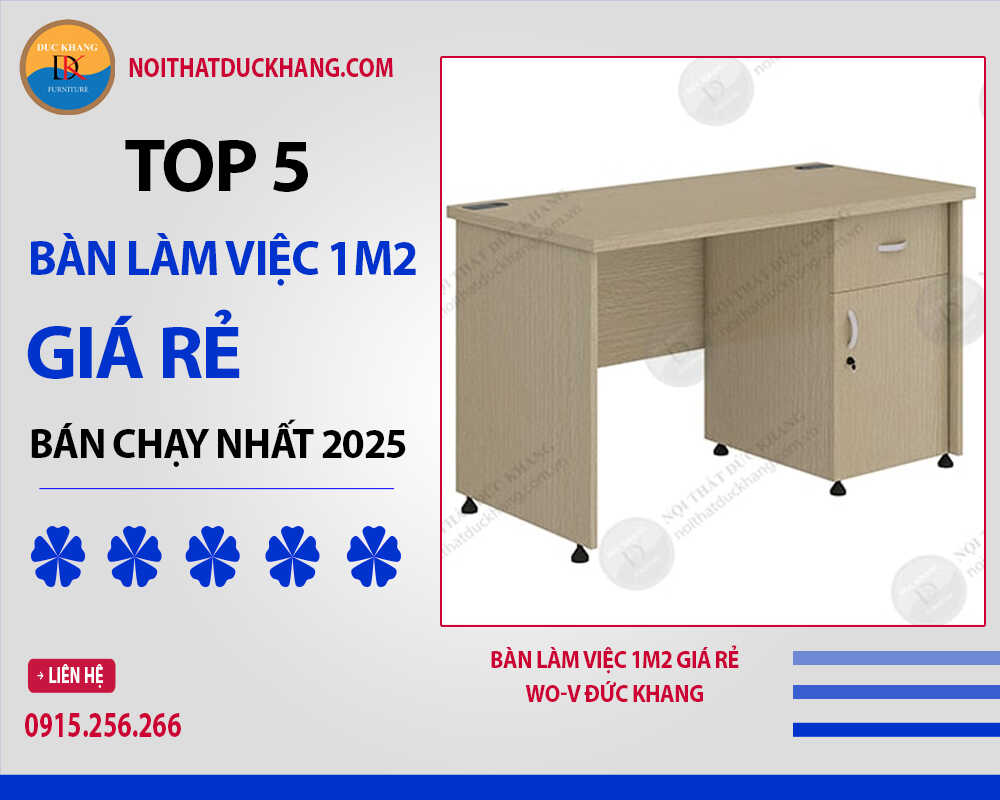 Bàn làm việc 1m2 giá rẻ WO-V Đức Khang Bàn làm việc 1m2 giá rẻ WO-V Đức Khang
