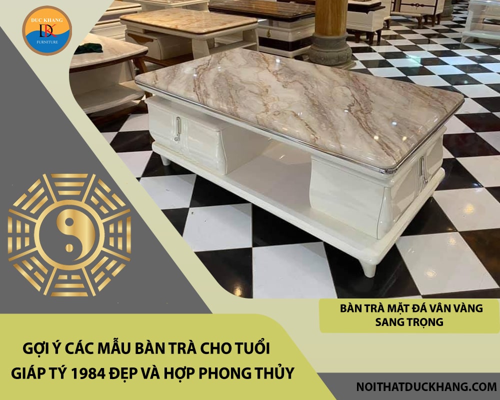 Bàn trà mặt đá vân vàng sang trọng