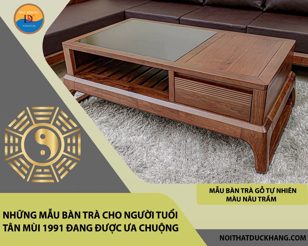 Mẫu bàn trà gỗ tự nhiên màu nâu trầm