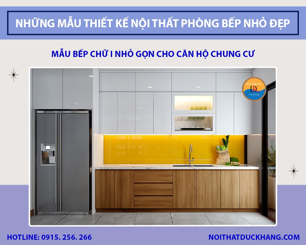 Mẫu bếp chữ I nhỏ gọn cho căn hộ chung cư