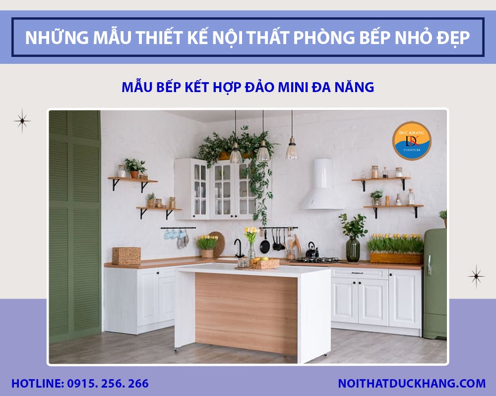Mẫu bếp kết hợp đảo mini đa năng