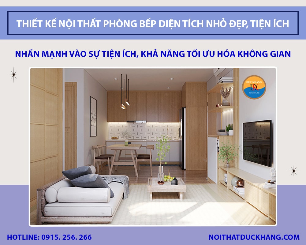 Thiết kế nội thất phòng bếp diện tích nhỏ đẹp, tiện ích