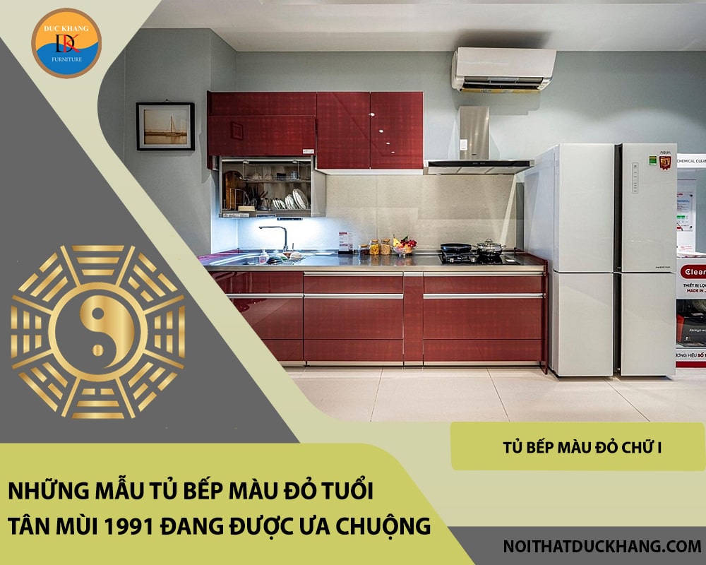 Tủ bếp màu đỏ chữ I