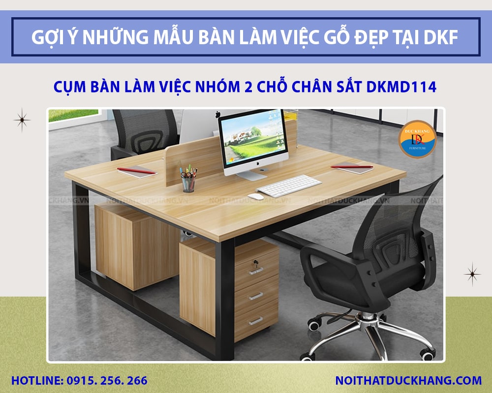 Cụm bàn làm việc nhóm 2 chỗ chân sắt DKMD114 Cụm bàn làm việc nhóm 2 chỗ chân sắt DKMD114