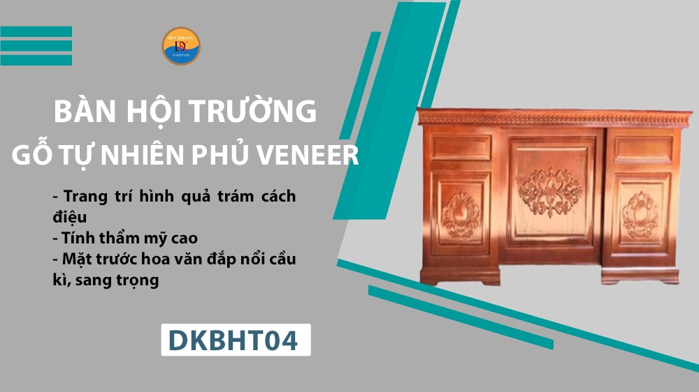 DKBHT04 | Bàn hội trường gỗ Đức Khang sang trọng, bền bỉ