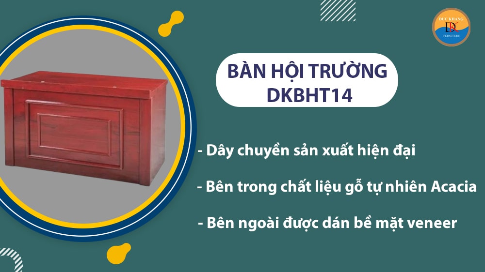 DKBHT14 | Bàn họp gỗ hội trường phủ sơn PU