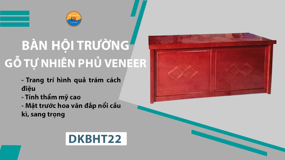 DKBHT22 | Bàn hội trường gỗ phủ Veneer Đức Khang