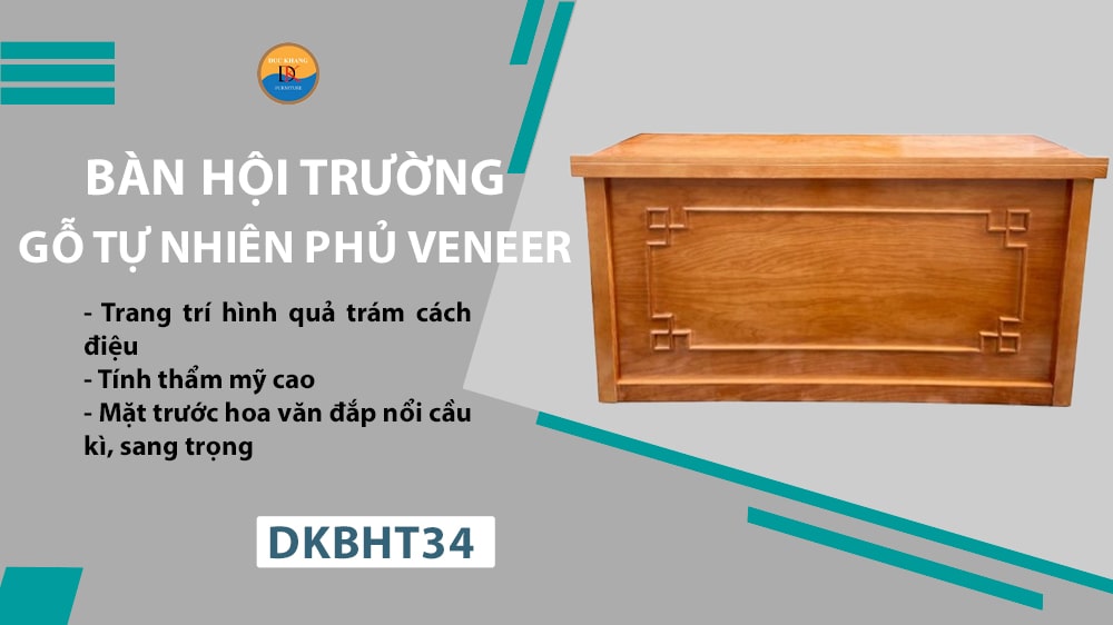 DKBHT34 | Bàn hội trường gỗ phủ Veneer hiện đại