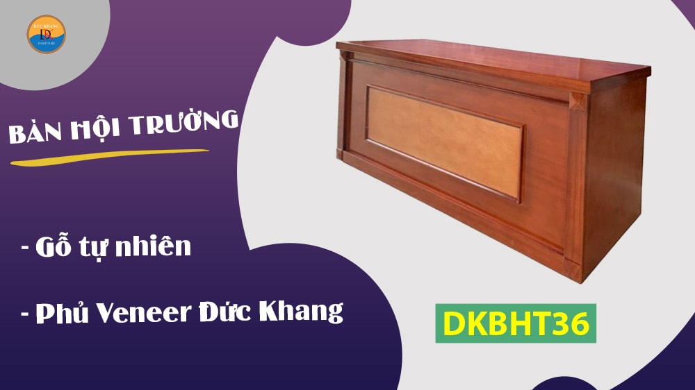 DKBHT36 | Bàn hội trường gỗ tự nhiên phủ Veneer hiện đại