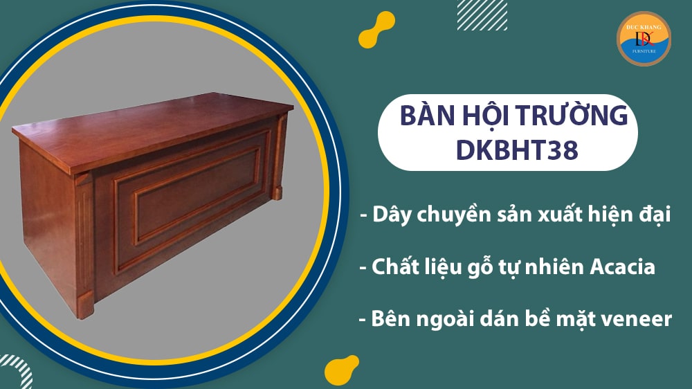DKBHT38 | Bàn hội trường gỗ tự nhiên phủ Veneer hiện đại