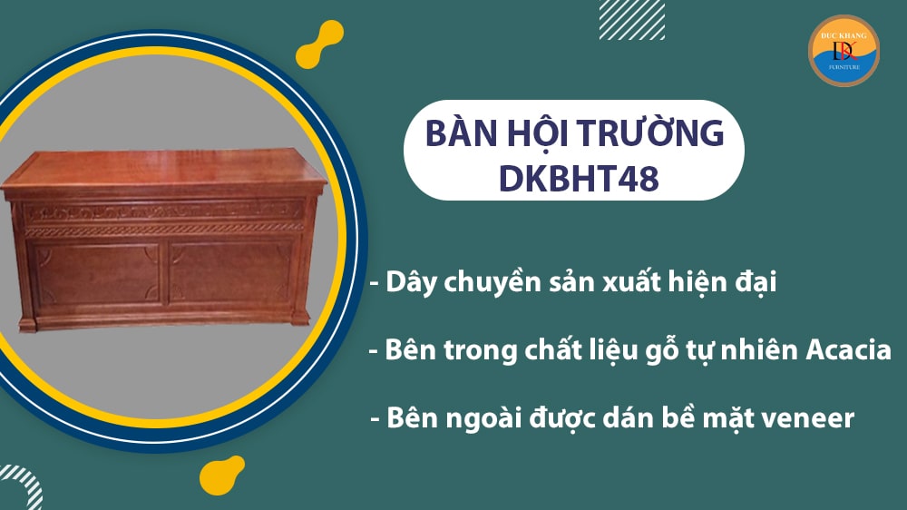 DKBHT48 | Bàn hội trường gỗ phủ Veneer hiện đại, sang trọng