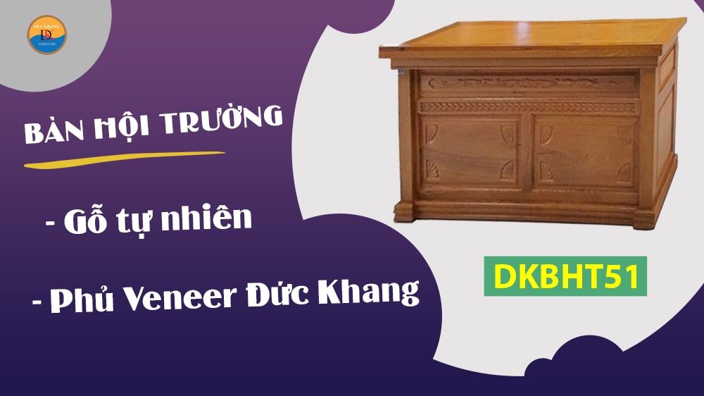 DKBHT51 | Bàn hội trường gỗ tự nhiên phủ Veneer Đức Khang